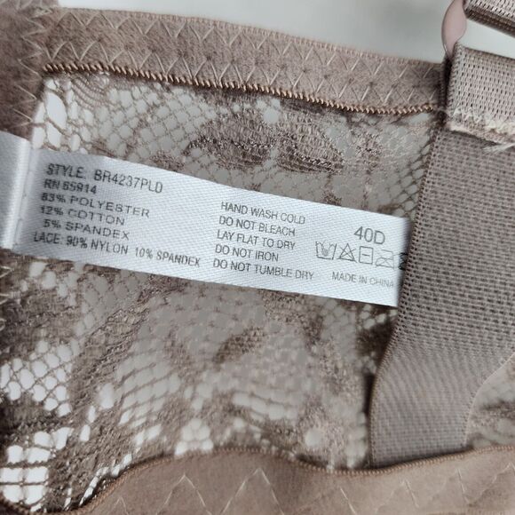 Sofra Womens Full Coverage Bra 40D Mocha Stretch Floral Lace Underwire BR4237PLD - Picture 10 of 12